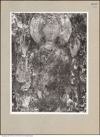 Vorderseite von Hutzel, Max [https://www.deutsche-digitale-bibliothek.de/content/lizenzen/rv-ez/] Himmelfahrt Christi mit Maria, Aposteln und Engeln - Detail: Maria (vor der Übertragung), bh095824_recto. Foto: Hutzel, Max.