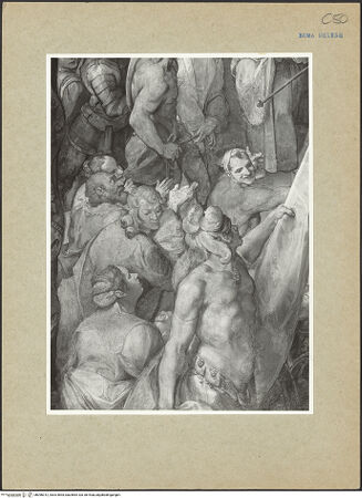 Vorderseite von ICCD [https://www.deutsche-digitale-bibliothek.de/content/lizenzen/rv-ez/] Freskenzyklus zur Passion ChristiChristus vor Kaiphas - Detail, bh096012_recto. Foto.