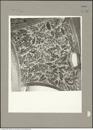 Vorderseite von Hutzel, Max [https://www.deutsche-digitale-bibliothek.de/content/lizenzen/rv-fz/] Mosaik mit Pflanzen, Vögeln und weiteren Motiven - Gesamtaufnahme, bh096393_recto. Foto: Hutzel, Max.