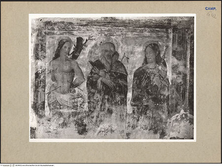 Vorderseite von Hutzel, Max [https://www.deutsche-digitale-bibliothek.de/content/lizenzen/rv-ez/] Die Heiligen Sebastian, Antonius Abbas und Jakobus - Gesamtansicht, bh096832_recto. Foto: Hutzel, Max.