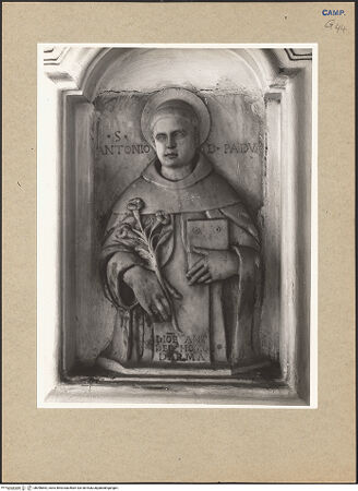 Vorderseite von Hutzel, Max [https://www.deutsche-digitale-bibliothek.de/content/lizenzen/rv-ez/] Heiliger Antonius von Padua - Gesamtansicht, bh096852_recto. Foto: Hutzel, Max.