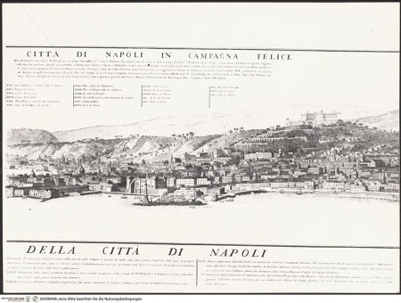 Vorderseite von Sopr. BAS NA [https://www.deutsche-digitale-bibliothek.de/content/lizenzen/rv-ez/] Mappa topografica della città di Napoli e de' suoi contorni - Tafel E/4 (De Seta: Tafel 26), bh098498_recto. Foto.