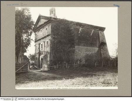 Vorderseite von Alinari [https://www.deutsche-digitale-bibliothek.de/content/lizenzen/rv-ez/] Sant'Urbano alla Caffarella - Nordostseite, Zustand während der Nutzung als Wohnbau, bh099615_recto. Foto.