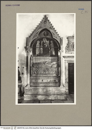 Vorderseite von ICCD [https://www.deutsche-digitale-bibliothek.de/content/lizenzen/rv-ez/] Grabmonument von Kardinal Matteo Aquasparta - Gesamtansicht, frontal, bh099740_recto. Foto.