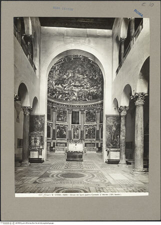 Vorderseite von Alinari [https://www.deutsche-digitale-bibliothek.de/content/lizenzen/rv-fz/] Santi Quattro Coronati - Inneres, zum Chor, bh099826_recto. Foto.