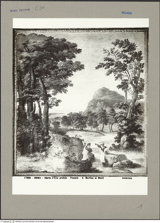 Vorderseite von Alinari [https://www.deutsche-digitale-bibliothek.de/content/lizenzen/rv-ez/] Landschaften mit Episoden aus der Vita des Propheten EliasElias beauftragt seinen Diener, das Meer zu beobachten - Gesamtansicht, bh099982_recto. Foto.