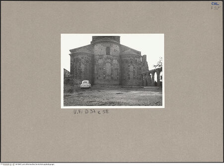 Vorderseite von Bibliotheca Hertziana [https://www.deutsche-digitale-bibliothek.de/content/lizenzen/rv-fz/] Santa Maria del PatireRückfassade mit Apsiden - Ansicht der drei Apsiden, von Osten, bh100451_recto. Foto.