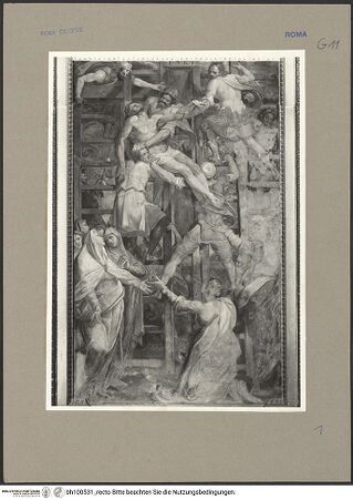 Vorderseite von ICCD [https://www.deutsche-digitale-bibliothek.de/content/lizenzen/rv-ez/] Passionszykluslinke Wand: Kreuzabnahme - , bh100531_recto. Foto.