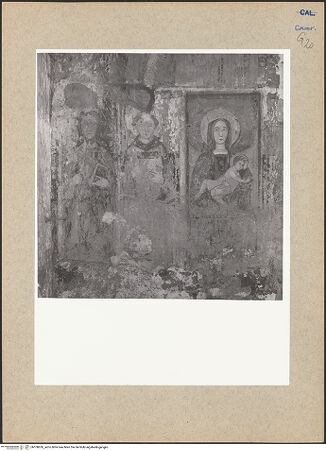 Vorderseite von Hutzel, Max [https://www.deutsche-digitale-bibliothek.de/content/lizenzen/rv-ez/] WanddekorationMadonna mit den heiligen Jakobus dem Älteren und Stephanus - Gesamtansicht, bh100626_recto. Foto: Hutzel, Max.