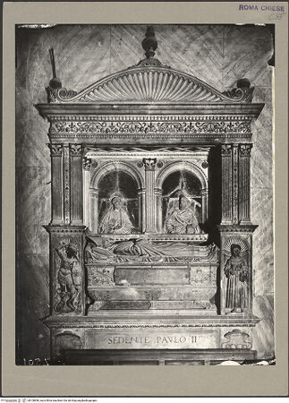 Vorderseite von ICCD [https://www.deutsche-digitale-bibliothek.de/content/lizenzen/rv-ez/] Grabmal des Kardinals Louis d'Albret (auch: Ludovico de Lebretto, +1465) - Teilansicht, bh100896_recto. Foto.