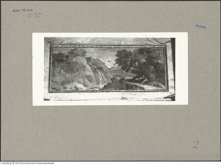 Vorderseite von ICCD [https://www.deutsche-digitale-bibliothek.de/content/lizenzen/rv-ez/] Landschaften mit Episoden aus der Vita des Propheten EliasDie Raben versorgen Elias mit Essen - Elias wird von Raben mit Essen versorgt, bh101323_recto. Foto.