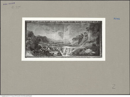 Vorderseite von ICCD [https://www.deutsche-digitale-bibliothek.de/content/lizenzen/rv-ez/] Landschaften mit Episoden aus der Vita des Propheten EliasEin Engel erscheint Elias in der Wüste - Gesamtansicht, bh101324_recto. Foto.