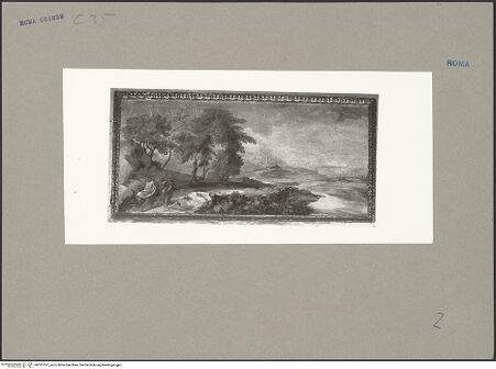 Vorderseite von ICCD [https://www.deutsche-digitale-bibliothek.de/content/lizenzen/rv-ez/] Landschaften mit Episoden aus der Vita des Propheten EliasBegegnung zwischen Elias und Ahab - Gesamtansicht, bh101327_recto. Foto.