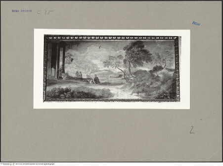 Vorderseite von ICCD [https://www.deutsche-digitale-bibliothek.de/content/lizenzen/rv-ez/] Landschaften mit Episoden aus der Vita des Propheten EliasDie Messe des Hl. Cyrillus - Der Berg Carmel, bh101335_recto. Foto.