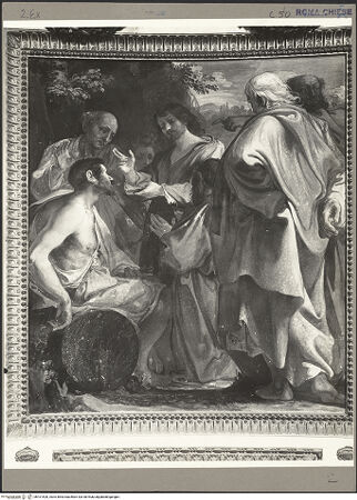 Vorderseite von ICCD [https://www.deutsche-digitale-bibliothek.de/content/lizenzen/rv-ez/] Freskenzyklus im ChorLeben und Martyrien der vier bzw. fünf gekrönten Bildhauer bzw. Steinmetze  aus PannonienEiner der Bildhauer läßt sich von seinen Berufsgenossen bekehren - Gesamtansicht, bh101520_recto. Foto.