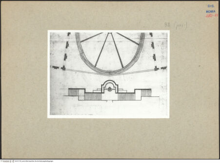 Vorderseite von Bibliotheca Hertziana [http://creativecommons.org/publicdomain/mark/1.0/] Codex Chigi P VII.10Entwurf für Piazza del Campidoglio - Hälfte des Blattes: Treppe des Palazzo Senatorio und der Piazza del Campidoglio, bh101732_recto. Foto.