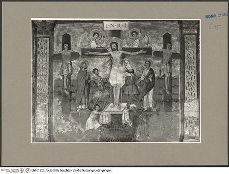 Vorderseite von ICCD [https://rightsstatements.org/page/CNE/1.0/] Szenen aus dem Leben und der Passion Christi, verschiedene Märtyrer und Szenen aus der Vita der Heiligen Urban und CaeciliaVita und Passion Christi - Kreuzigung, bh101826_recto. Foto.