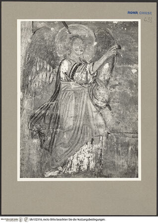 Vorderseite von Hutzel, Max [https://rightsstatements.org/page/CNE/1.0/] Szenen aus dem Leben und der Passion Christi, verschiedene Märtyrer und Szenen aus der Vita der Heiligen Urban und CaeciliaVita und Passion Christi - Die Verkündigung an Maria, Detail: Engel, bh102316_recto. Foto: Hutzel, Max.