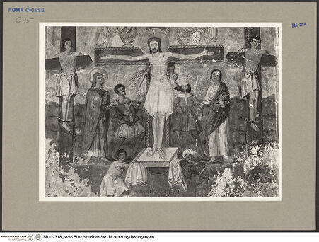 Vorderseite von Hutzel, Max [https://rightsstatements.org/page/CNE/1.0/] Szenen aus dem Leben und der Passion Christi, verschiedene Märtyrer und Szenen aus der Vita der Heiligen Urban und CaeciliaVita und Passion Christi - Kreuzigung, Ausschnitt, bh102318_recto. Foto.