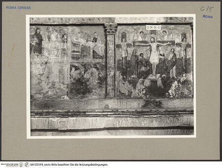 Vorderseite von Hutzel, Max [https://rightsstatements.org/page/CNE/1.0/] Szenen aus dem Leben und der Passion Christi, verschiedene Märtyrer und Szenen aus der Vita der Heiligen Urban und CaeciliaVita und Passion Christi - Die Marien am Grab, die Grablegung Christi, Christus erscheint Maria Magdalena, Christus im Limbus, Kreuzigung, bh102319_recto. Foto.