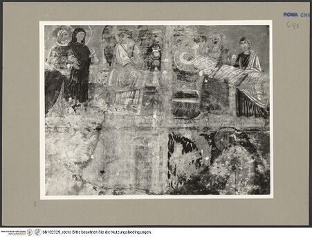 Vorderseite von Hutzel, Max [https://rightsstatements.org/page/CNE/1.0/] Szenen aus dem Leben und der Passion Christi, verschiedene Märtyrer und Szenen aus der Vita der Heiligen Urban und CaeciliaVita und Passion Christi - Oben: Grablegung Christi und die drei Marien am Grabe; unten: Noli me tangere und Christus im Limbus, bh102329_recto. Foto: Hutzel, Max.