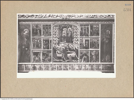 Vorderseite von ICCD [https://www.deutsche-digitale-bibliothek.de/content/lizenzen/rv-ez/] Tod und Krönung Mariae, Marienleben, Heiligen - Gesamtansicht, bh103089_recto. Foto.