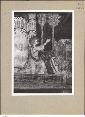 Vorderseite von ICCD [https://www.deutsche-digitale-bibliothek.de/content/lizenzen/rv-ez/] Szenen aus dem Leben der heiligen AgnesAgnes erscheint der Costantia - Detail, kniende Prinzessin, bh103116_recto. Foto.