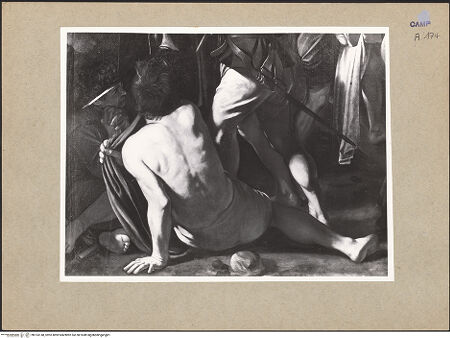 Vorderseite von ICCD [https://www.deutsche-digitale-bibliothek.de/content/lizenzen/rv-ez/] Die sieben Werke der Barmherzigkeit - Detail: Nackte bekleiden, bh103148_recto. Foto.