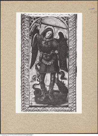 Vorderseite von ICCD [https://www.deutsche-digitale-bibliothek.de/content/lizenzen/rv-ez/] Zwei Tafeln aus einem Polyptychon (?)Der Erzengel Michael - Gesamtansicht (nach der Restaurierung), bh103159_recto. Foto.