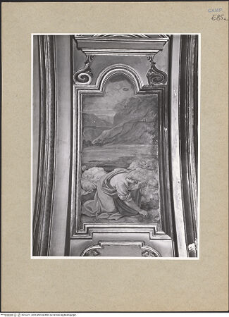 Vorderseite von ICCD [https://www.deutsche-digitale-bibliothek.de/content/lizenzen/rv-ez/] Szenen aus dem Leben des Heiligen JanuariusEusebia sammelt das Blut des heiligen Januarius in zwei Blutgefäße - Gesamtansicht (vor der Restaurierung), bh103211_recto. Foto.