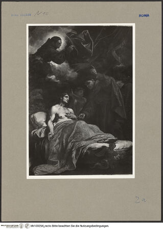 Vorderseite von ICCD [https://www.deutsche-digitale-bibliothek.de/content/lizenzen/rv-ez/] Der heilige Paschalis erscheint am Bett eines Sterbenden - Gesamtansicht, bh103254_recto. Foto.