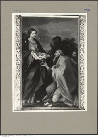 Vorderseite von ICCD (GFN) [https://www.deutsche-digitale-bibliothek.de/content/lizenzen/rv-fz/] Anbetung der Könige - Gesamtansicht (mit Rahmen), bh103266_recto. Foto.