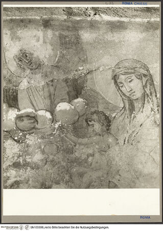 Vorderseite von Hutzel, Max [https://rightsstatements.org/page/CNE/1.0/] Szenen aus dem Leben und der Passion Christi, verschiedene Märtyrer und Szenen aus der Vita der Heiligen Urban und CaeciliaVita und Passion Christi - Die Anbetung der heiligen drei Könige, Ausschnitt: Maria und Kind, bh103308_recto. Foto: Hutzel, Max.