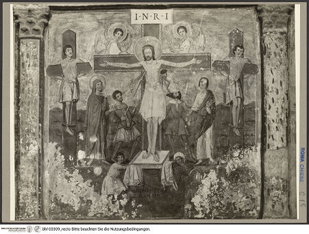 Vorderseite von Hutzel, Max [https://rightsstatements.org/page/CNE/1.0/] Szenen aus dem Leben und der Passion Christi, verschiedene Märtyrer und Szenen aus der Vita der Heiligen Urban und CaeciliaVita und Passion Christi - Kreuzigung, bh103309_recto. Foto.