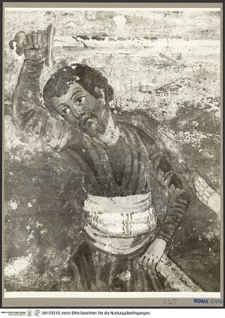 Vorderseite von Hutzel, Max [https://rightsstatements.org/page/CNE/1.0/] Szenen aus dem Leben und der Passion Christi, verschiedene Märtyrer und Szenen aus der Vita der Heiligen Urban und CaeciliaVita der Heiligen Urban und Caecilia - Enthauptung des Anolinus, Detail: Scharfrichter, bh103310_recto. Foto: Hutzel, Max.