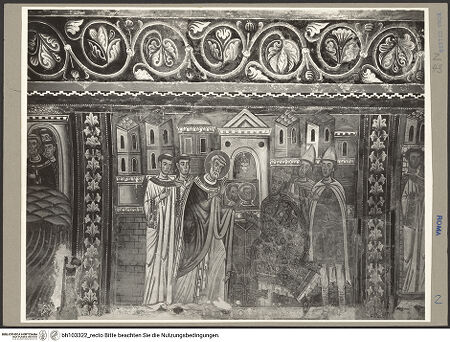 Vorderseite von ICCD [https://www.deutsche-digitale-bibliothek.de/content/lizenzen/rv-ez/] SilvesterlegendeDer heilige Silvester zeigt Konstantin die Bildnisse von Petrus und Paulus - Gesamtansicht, bh103322_recto. Foto.