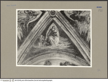 Vorderseite von ICCD [https://www.deutsche-digitale-bibliothek.de/content/lizenzen/rv-ez/] Szenen aus dem Leben des heiligen Bernhardin von SienaGewölbekappe: Der Evangelist Matthäus - , bh103349_recto. Foto.