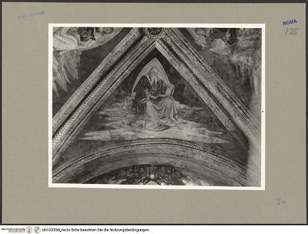 Vorderseite von ICCD [https://www.deutsche-digitale-bibliothek.de/content/lizenzen/rv-ez/] Szenen aus dem Leben des heiligen Bernhardin von SienaGewölbekappe: Der Evangelist Johannes - , bh103350_recto. Foto.