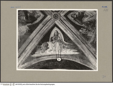 Vorderseite von ICCD [https://www.deutsche-digitale-bibliothek.de/content/lizenzen/rv-ez/] Szenen aus dem Leben des heiligen Bernhardin von SienaGewölbekappe: Der Evangelist Markus - , bh103352_recto. Foto.