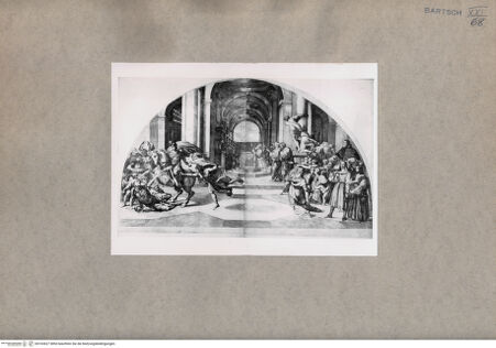 Vorderseite von  [http://creativecommons.org/publicdomain/mark/1.0/] Vertreibung Heliodors aus dem Tempel (nach Raffael) - , bh103627. Foto.