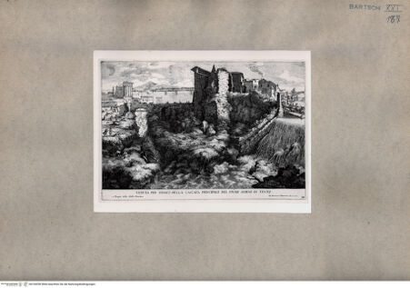 Vorderseite von  [http://creativecommons.org/publicdomain/mark/1.0/] Aussicht auf den Wasserfall des Aniene in Tivoli - , bh104290. Foto.