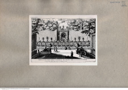 Vorderseite von  [http://creativecommons.org/publicdomain/mark/1.0/] Sicht auf einen Teil der "Allee der hundert Brunnen" - , bh104309. Foto.