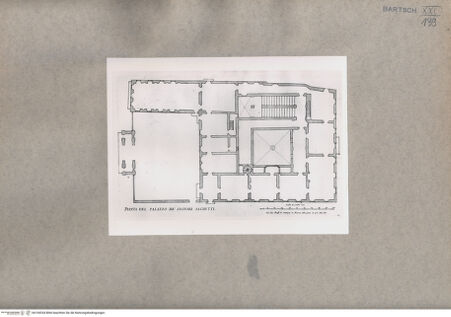 Vorderseite von  [http://creativecommons.org/publicdomain/mark/1.0/] Grundriss des Palazzo Sacchetti - , bh104334. Foto.