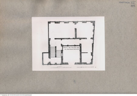 Vorderseite von  [http://creativecommons.org/publicdomain/mark/1.0/] Grundriss des Palzzo Silvestri - , bh104343. Foto.