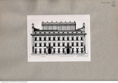 Vorderseite von  [http://creativecommons.org/publicdomain/mark/1.0/] Fassade des Palazzo Falconieri - , bh104349. Foto.