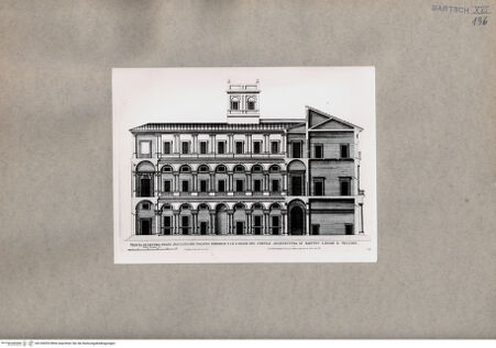 Vorderseite von  [http://creativecommons.org/publicdomain/mark/1.0/] Innenfassade und Aufriss des Palazzo Borghese - , bh104353. Foto.