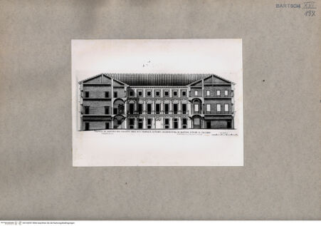 Vorderseite von  [http://creativecommons.org/publicdomain/mark/1.0/] Innenfassade und Aufriss des Palazzo Altemps - , bh104357. Foto.