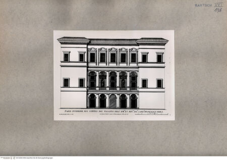 Vorderseite von  [http://creativecommons.org/publicdomain/mark/1.0/] Innenhoffassade des Palazzo Nerli - , bh104362. Foto.