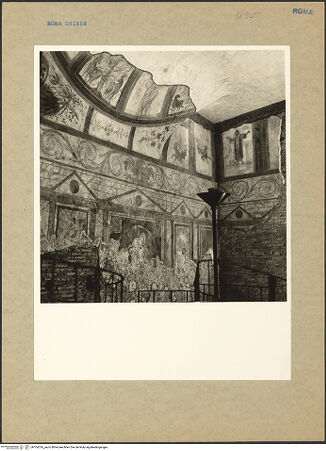 Vorderseite von Bibliotheca Hertziana [https://www.deutsche-digitale-bibliothek.de/content/lizenzen/rv-fz/] Santi Giovanni e PaoloUnterirdische StrukturenRaum - Detail Ecke und Gewölbeansatz mit Freskenfragmenten, bh104516_recto. Foto.