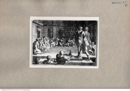 Vorderseite von  [http://creativecommons.org/publicdomain/mark/1.0/] Siegesfeier Alexanders und seiner Anhänger nach der Plünderung Persepolis - , bh104569. Foto.